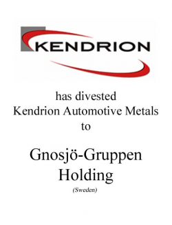 Sale of Kendrion Automotive Metals to Gnosjö-Gruppen (Sweden)
